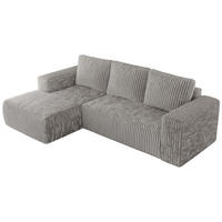 ECKSOFA TRENTINO L Hellgrau Cord - Links - Hellgrau/Schwarz, Textil (266/164cm) - MKS