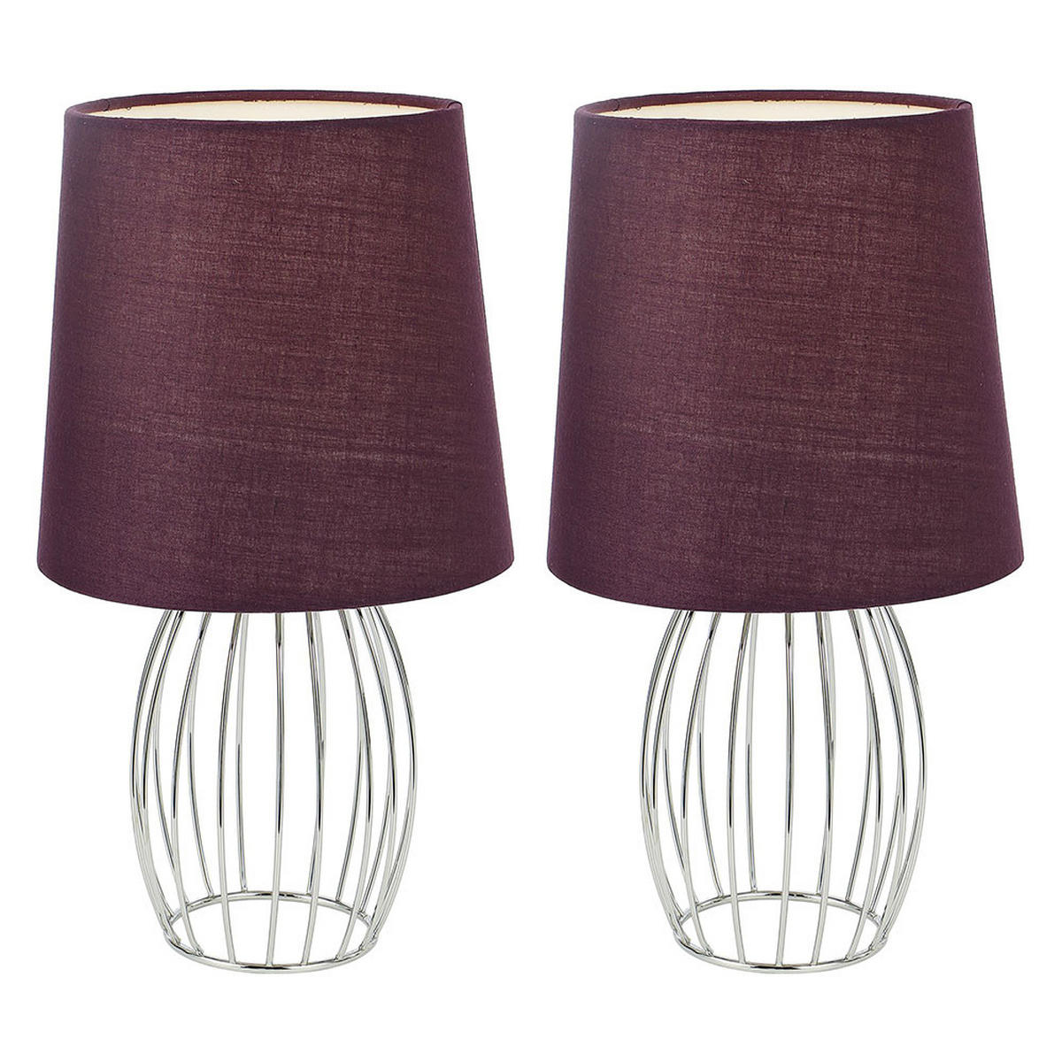 TISCHLEUCHTE Metall Textil Silber Chrom 2er Set - Silberfarben, Metall (16/16/29cm) - Globo Lighting