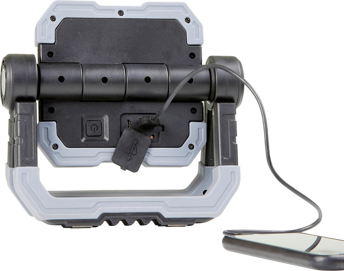 AKKU Baustrahler - flexibel einsetzbare Arbeitslampe mit USB-Powerbank und Magnet, 2er-Set - Schwarz, Kunststoff (4.8/25.4/21cm) - Northpoint