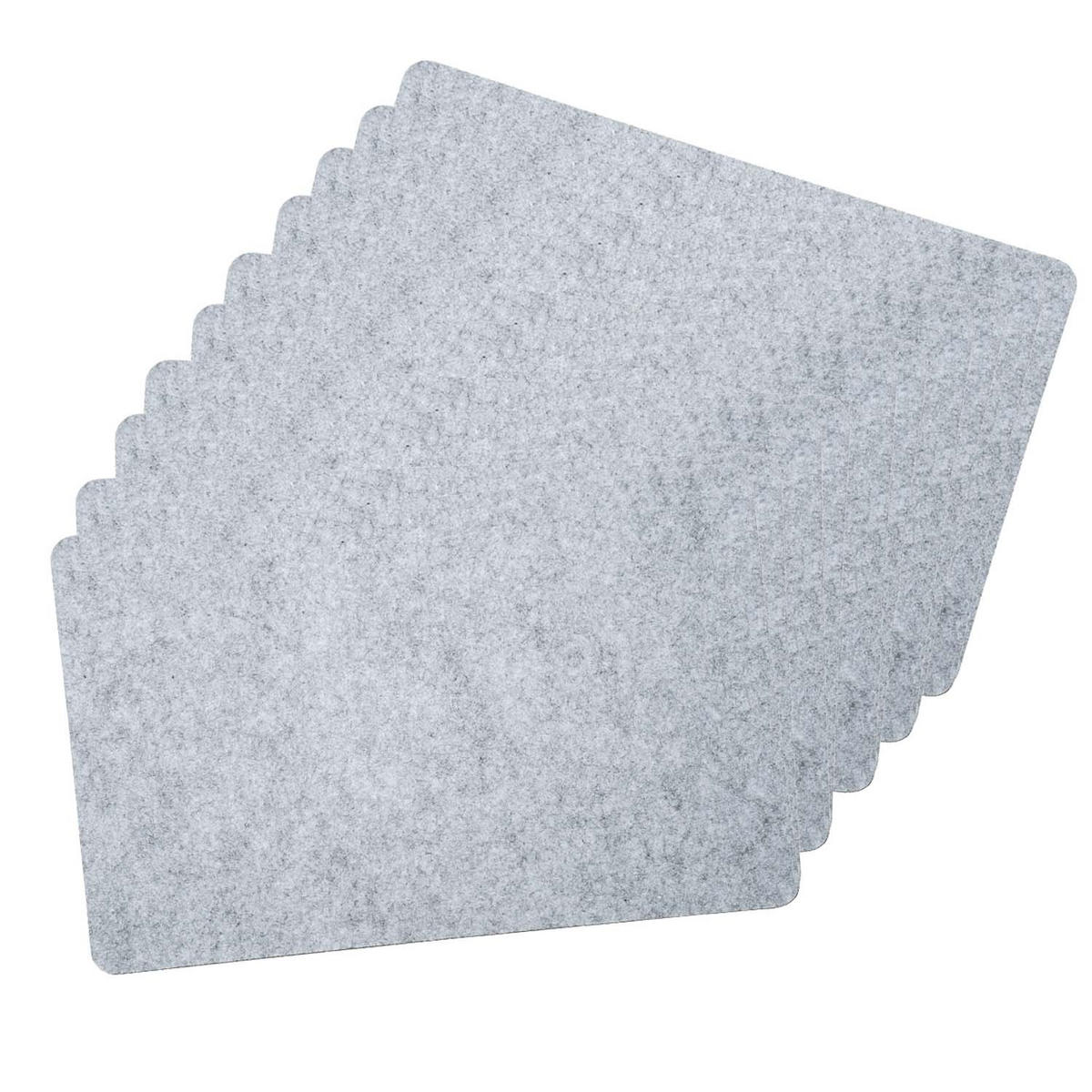 PLATZSETS, 10 Stück, Filz-Optik, hellgrau - 45 x 30 cm - Hellgrau, Textil (45/30/0.3cm) - Kesper