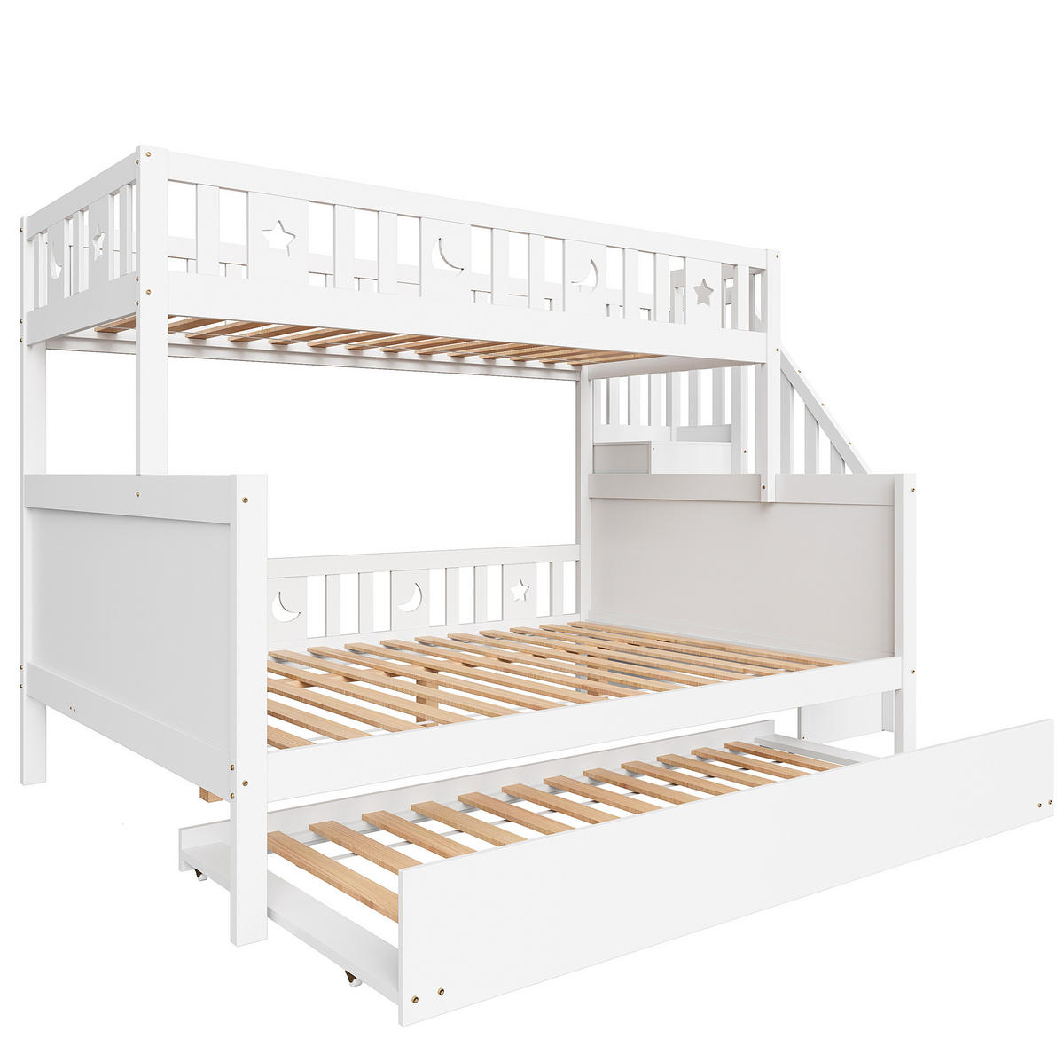 ETAGENBETT 90/200-140/200 cm Weiß mit Stauraum und Sicherheitsleiter - Weiß, Holz (140/200cm) - MIVRAY