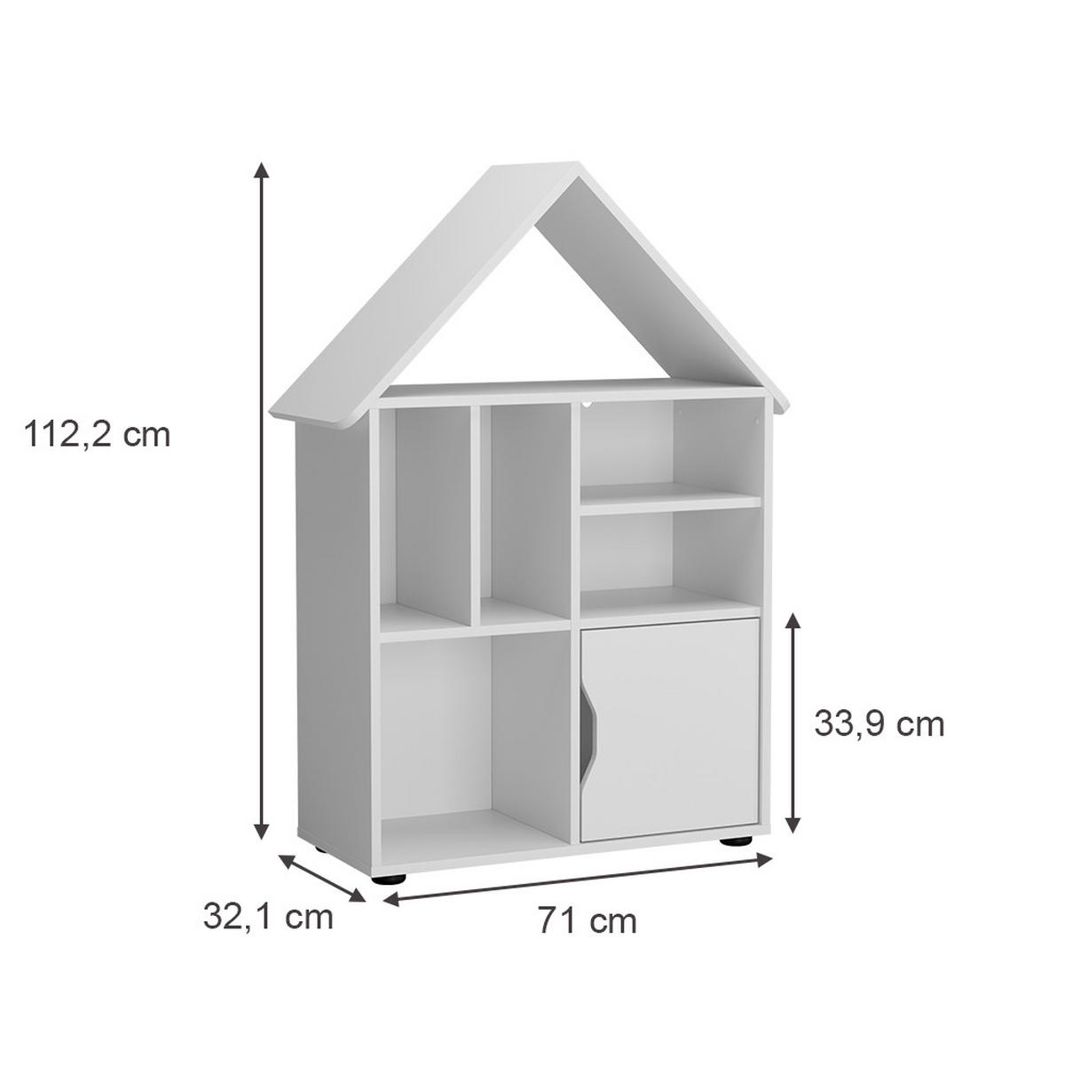 KINDERREGAL Estell Weiß 71 x 112.2 cm - Weiß, Holzwerkstoff (71/112.2/32.1cm) - Vicco