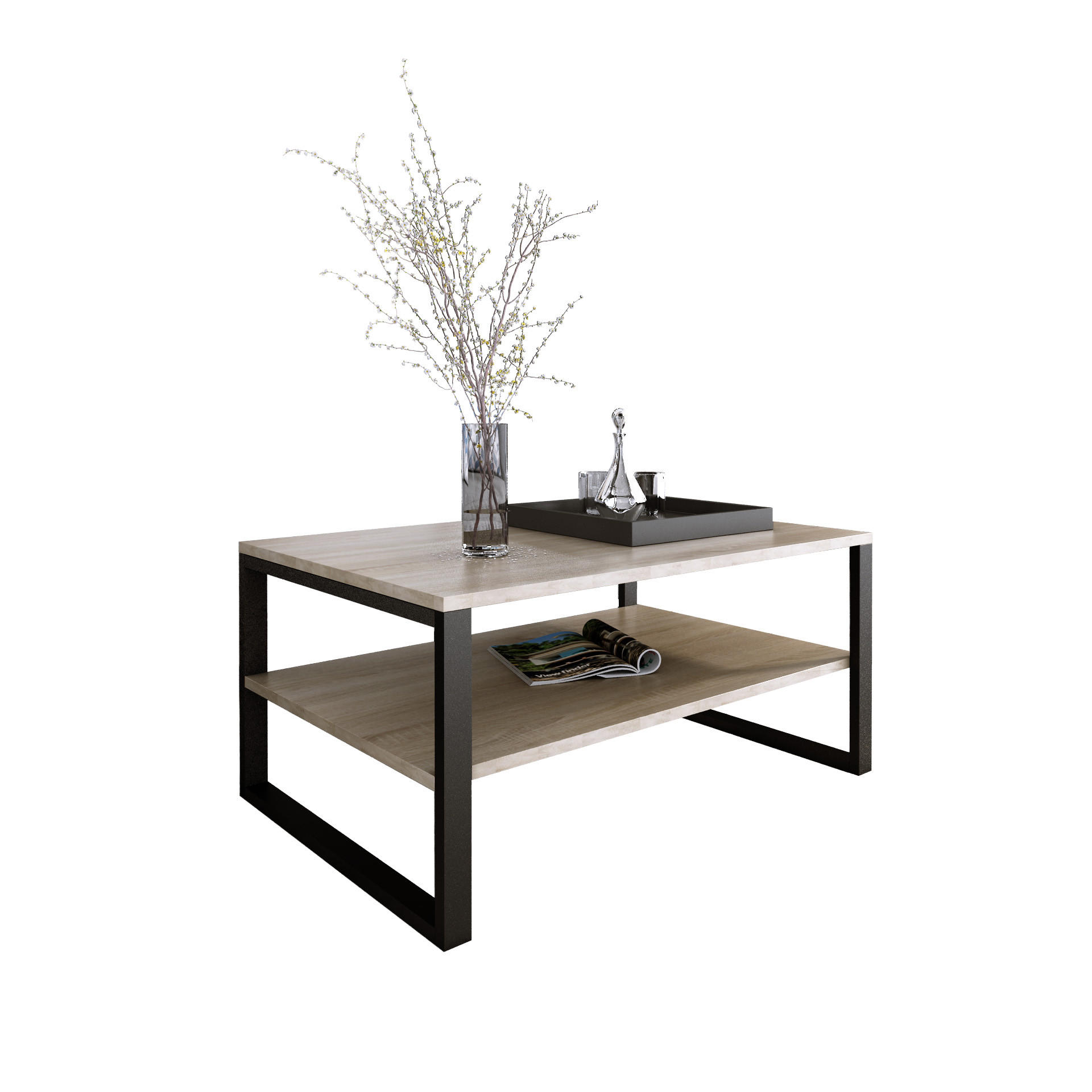 Design Möbel Couchtisch Sonoma Eiche 90x47x60 cm