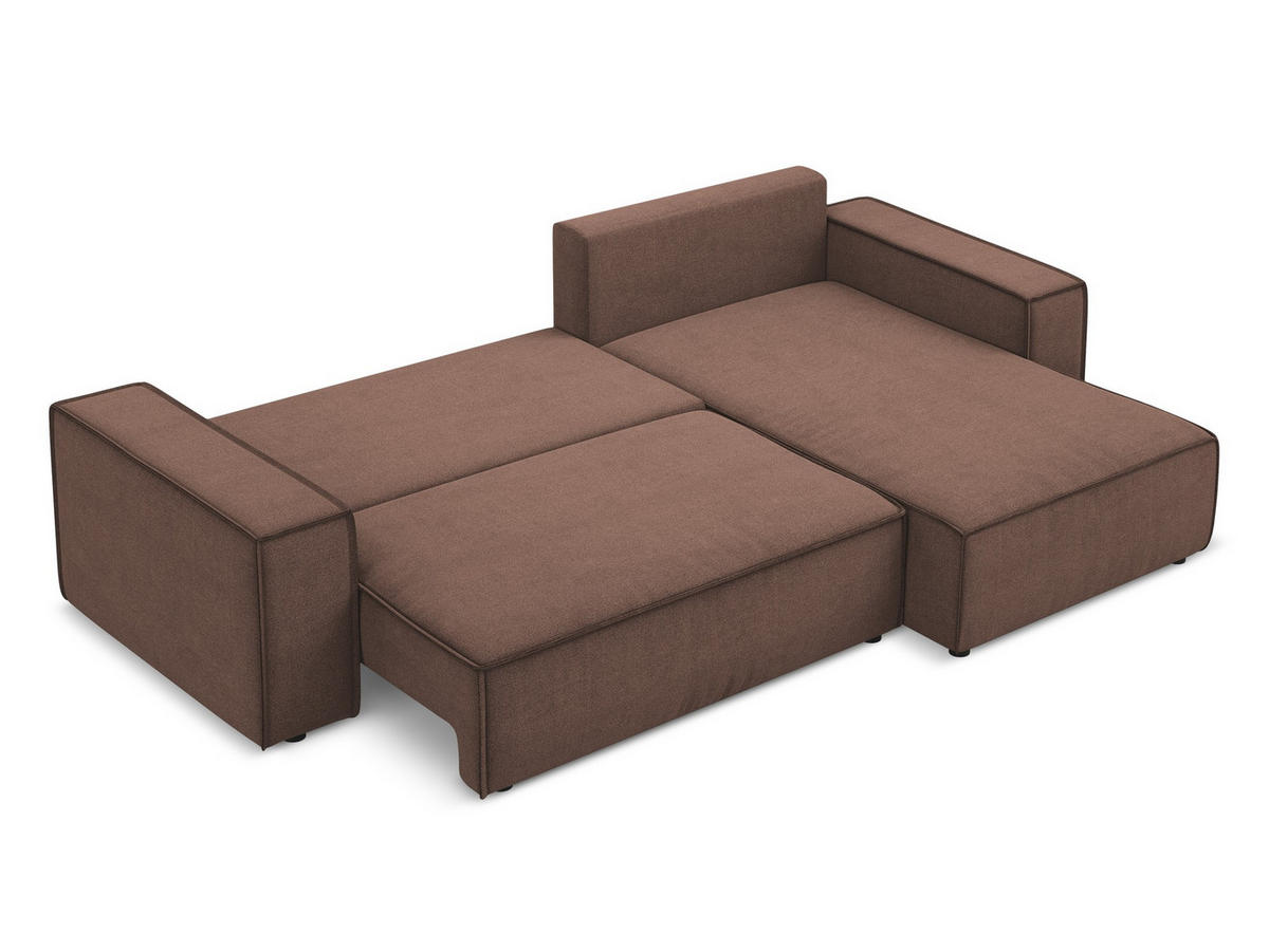 ECKSOFA mit Schlaffunktion Strukturstoff Stoff Pink - Pink/Hellrosa, Kunststoff/Textil (290/185cm) - Makamii