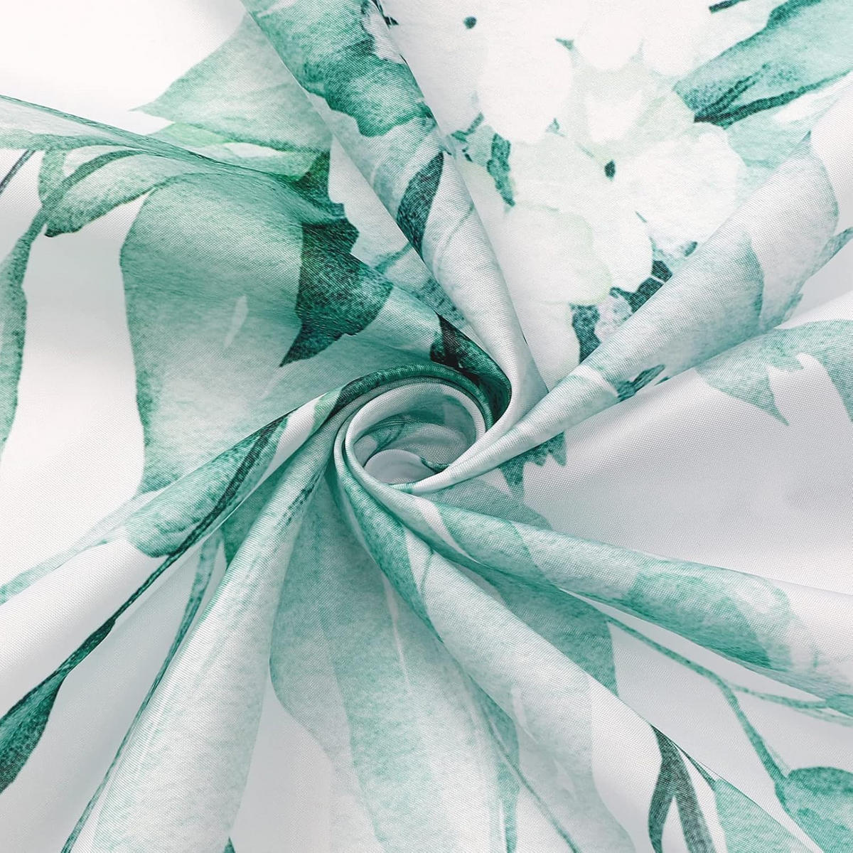 DUSCHVORHANG Blau Petrol Eukalyptus 180 x 180 cm Blätter Pflanzen Aquarell Badezimmer - Weiß, Textil (180/180cm) - MCBOSON