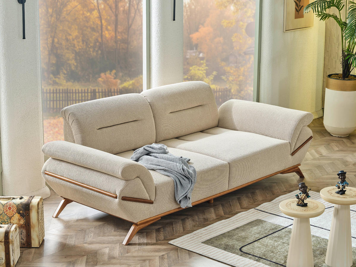 SITZGARNITUR Boston Grau Stellvariante:2+2+1 - Grau, Holz (195/90/100cm) - Villa Möbel