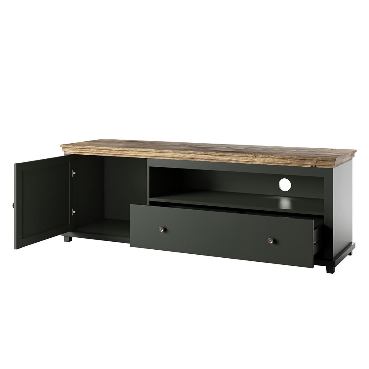 LOWBOARD EVANDRO 181x49x61 cm mit 1 Schubladen und 1 Türen Grün - Grün, Holzwerkstoff (181/61/49cm) - MASSENO