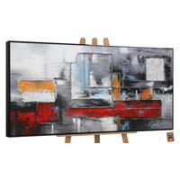 GEMÄLDE Abstraktion Schattenfugenrahmen schwarz 100x50 cm - Schwarz, Holz (100/50cm) - YS-art gallery