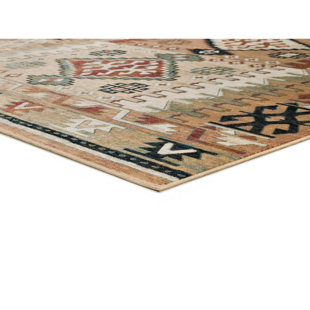 Thumbnail - Atticgo Orientteppich, Mehrfarbig, Beige, Hellgrün, Kupfer, Textil, Grafikmuster, Rechteckig, 95x140 cm, Oeko-Tex® Stand...