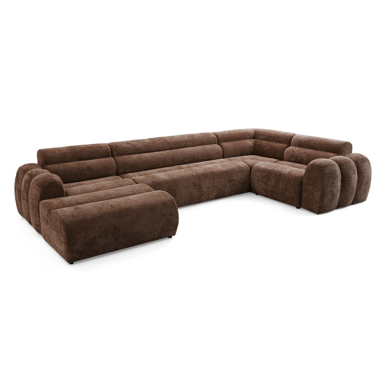 6-SITZER modulares Wohnlandschaft U XXL VEER SET 3 Rechts, 368 x 200 cm, Chenille Webstoff Orange - Schwarz/Orange, Holz/Kunststoff (200/75/368cm) - Muffo