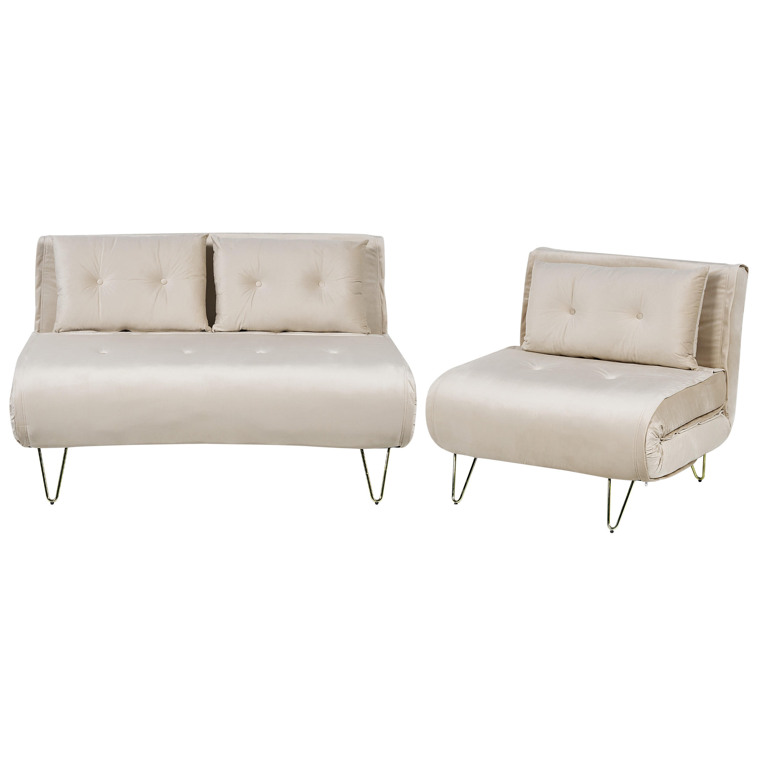 SET CANAPELE cu 3 locuri catifea bej Vestfold