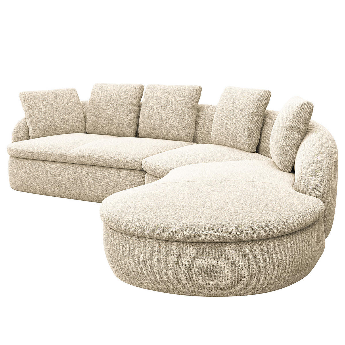 ECKSOFA mit Rundecke - Creme/Schwarz, Kunststoff/Textil (340/225cm) - home24