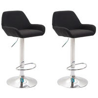 BARHOCKER 2er Set Prag Stoff chrom schwarz - Chromfarben/Schwarz, Textil/Metall (51/109/52cm) - TPFLiving
