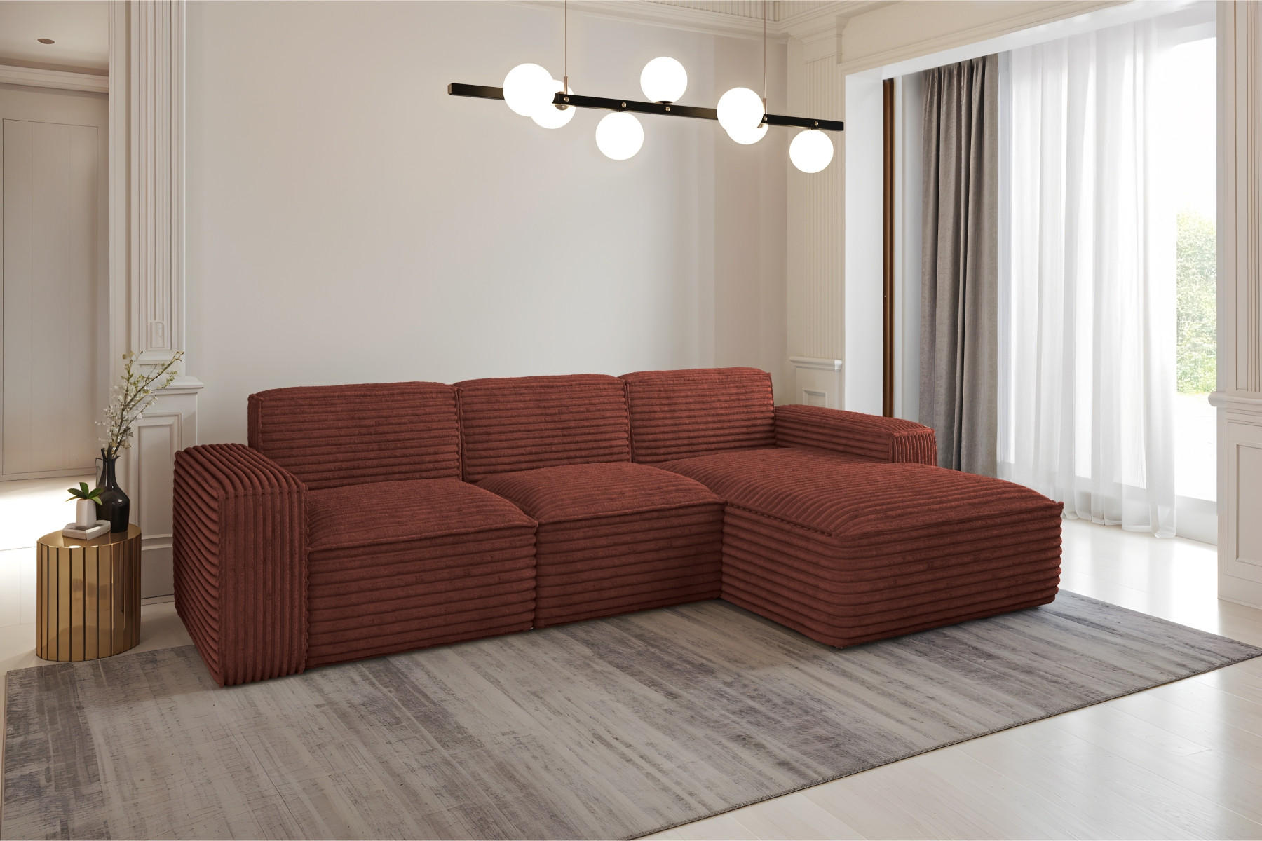 ECKSOFA L-Form Siena Stoff Velo Kupfer Rechts - Kupferfarben, Holz/Kunststoff (266/165cm) - Kaiser Möbel