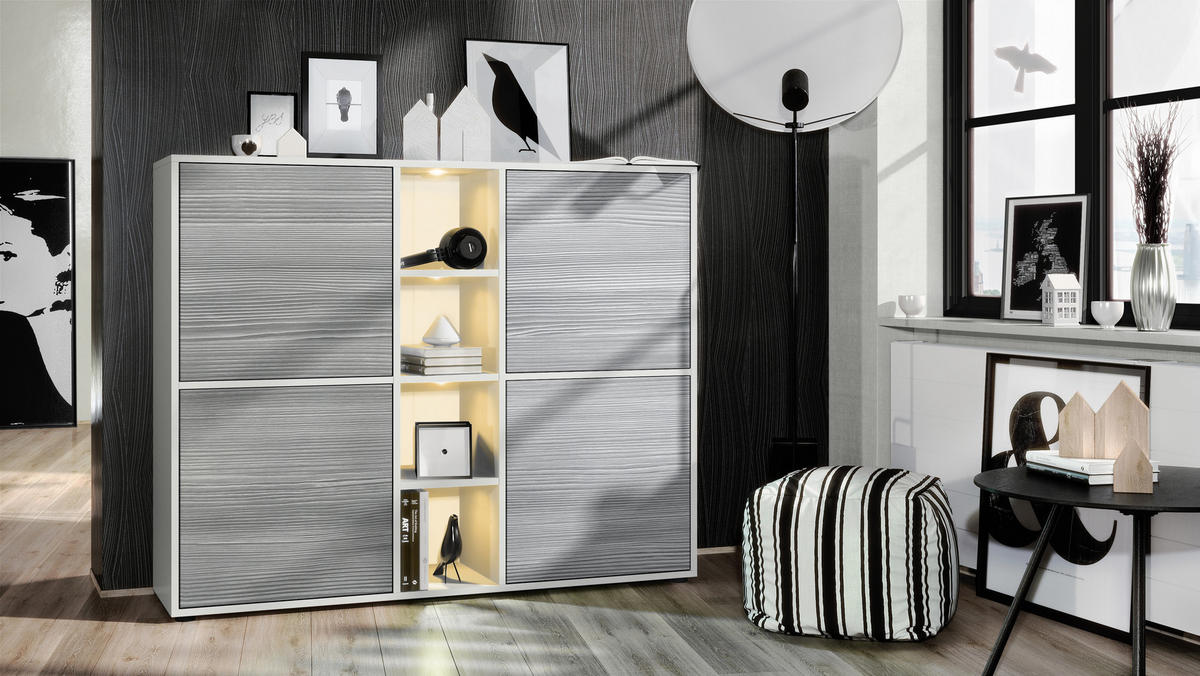 HIGHBOARD Cuba Türen in Avola-Anthrazit - Anthrazit, Holzwerkstoff (130.5/105.5/35.5cm) - Vladon