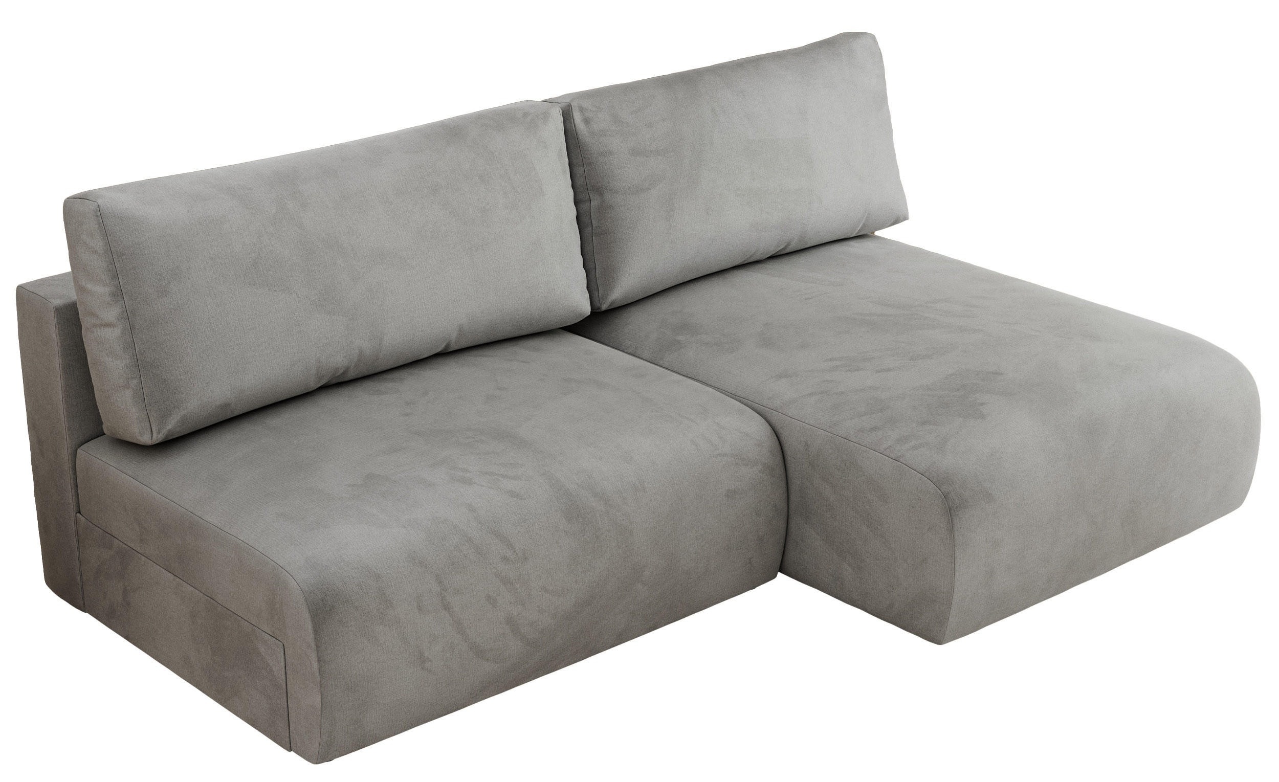 ECKSCHLAFSOFA VIVO L Hellgrau Velvet - rechts - Hellgrau/Schwarz, Kunststoff/Textil (150/223cm) - MKS