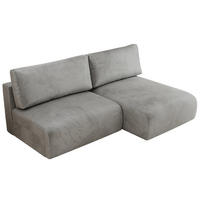 ECKSCHLAFSOFA VIVO L Hellgrau Velvet - rechts - Hellgrau/Schwarz, Kunststoff/Textil (150/223cm) - MKS