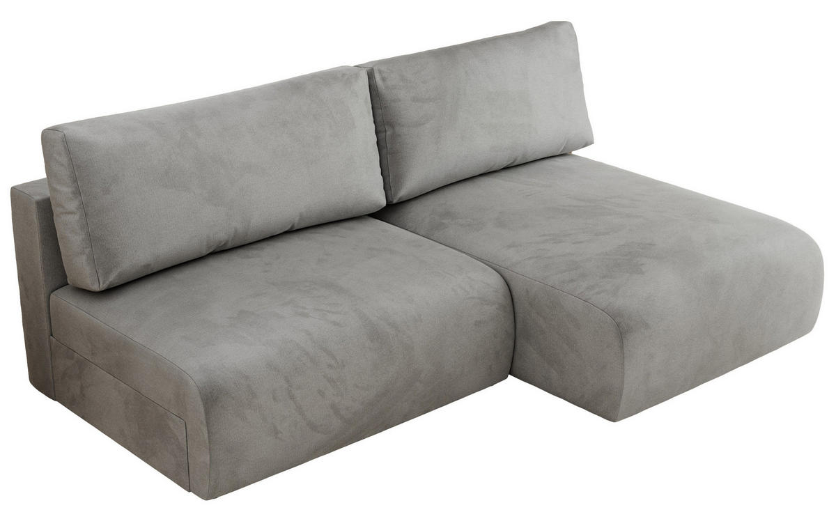 ECKSCHLAFSOFA VIVO L Hellgrau Velvet - rechts - Hellgrau/Schwarz, Kunststoff/Textil (150/223cm) - MKS
