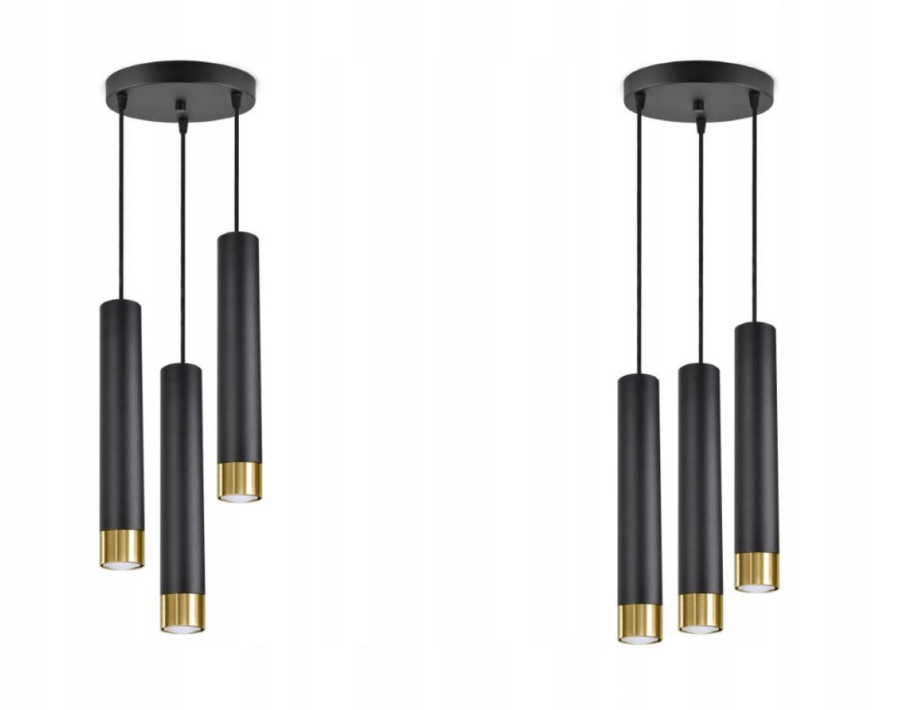 PENDELLEUCHTE Milano Tube - Goldfarben/Schwarz, Glas/Metall (30/30/100cm) - kiki design