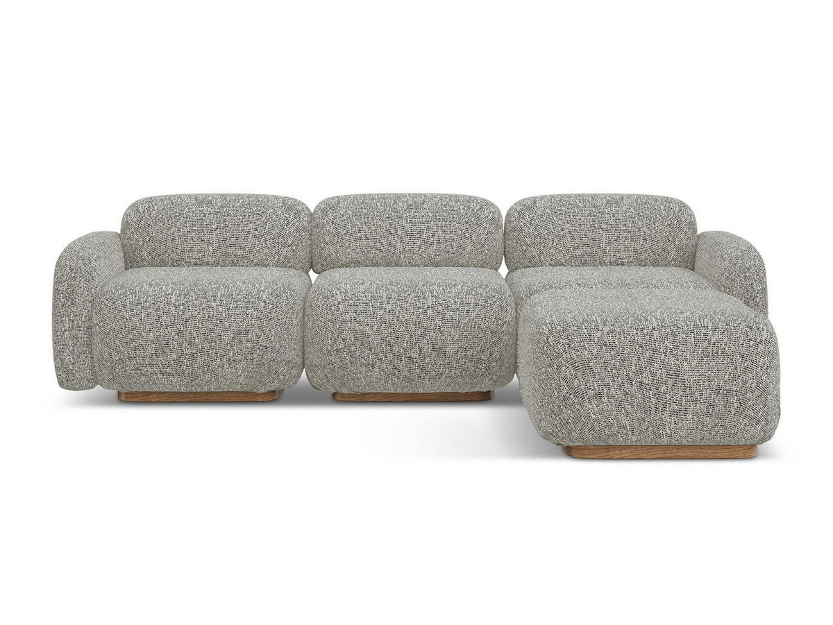 ECKSOFA Beidseitig Strukturstoff Stoff Beige - Beige/Braun, Holz/Textil (270/190cm) - Makamii