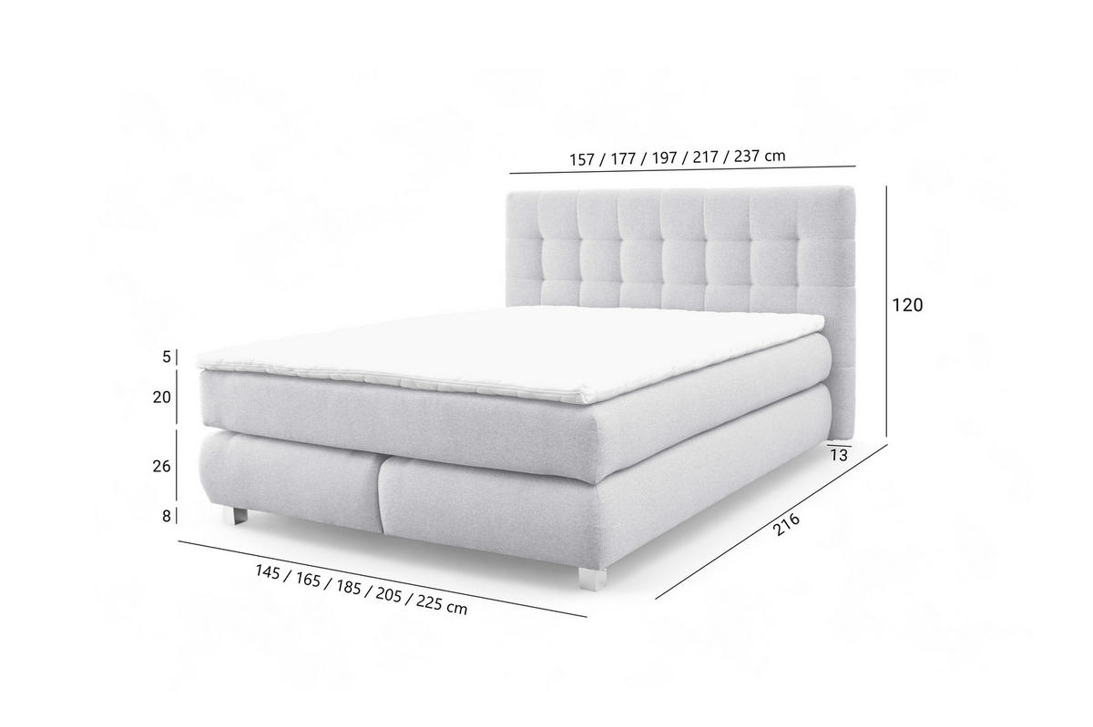BOXSPRINGBETT BLAKE Bonellmatratze Topper 140x200 Puderrosa - Rosa, Holz (140/200cm) - Furnistar
