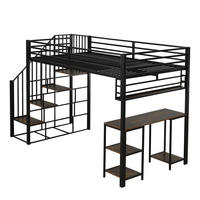 HOCHBETT 120x200 cm Treppe Schreibtisch schwarz - Schwarz, Metall (120/200cm) - LEBENLANG