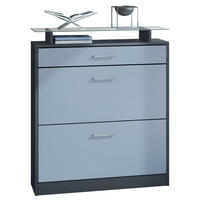 SCHUHSCHRANK Loret Fronten in Denim matt - Pastellblau, Holzwerkstoff (89/104/23cm) - Vladon