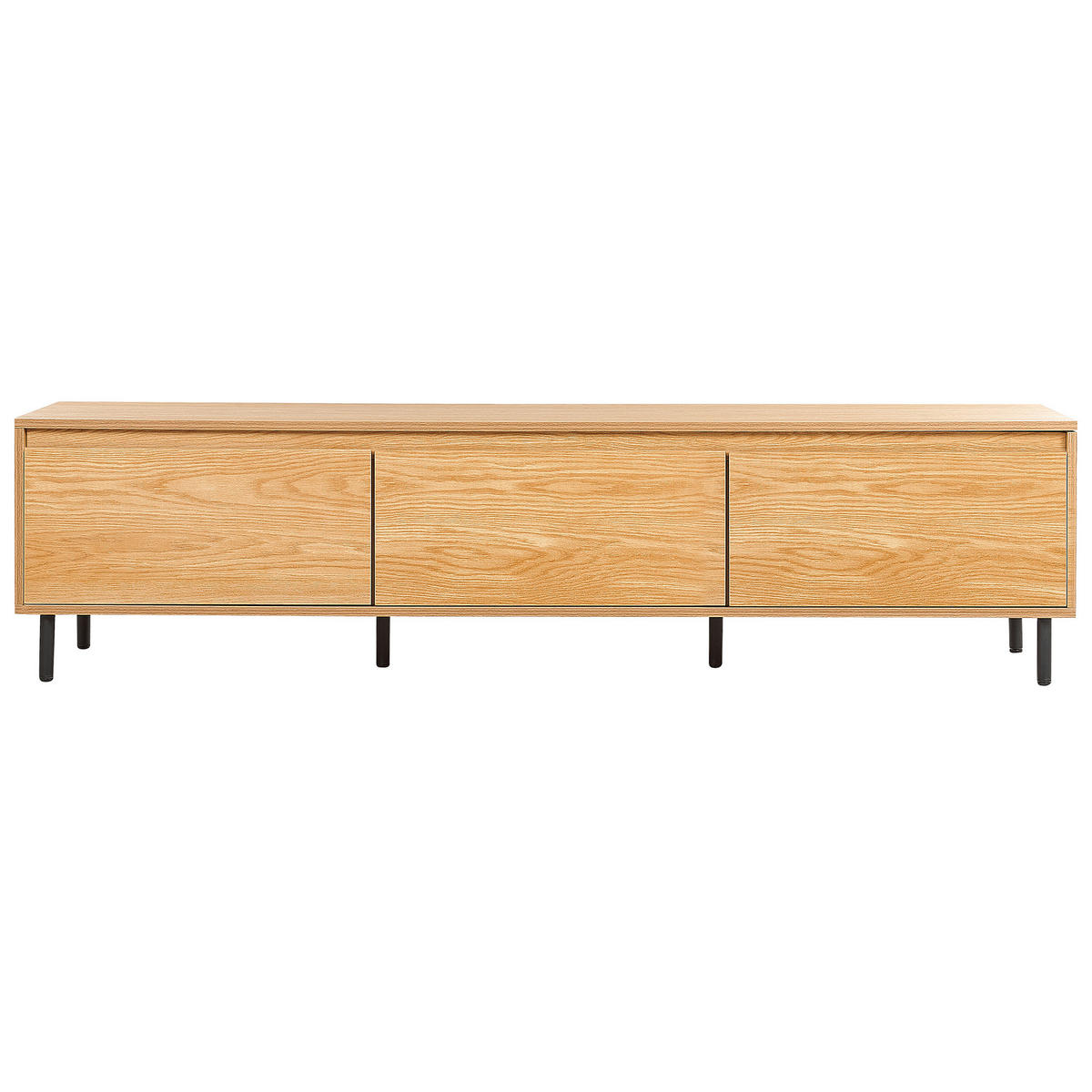 TV-MÖBEL Hellbraun, Schwarz Nikea 45/180/40 cm - Hellbraun, Holzwerkstoff (180/45/40cm) - Beliani