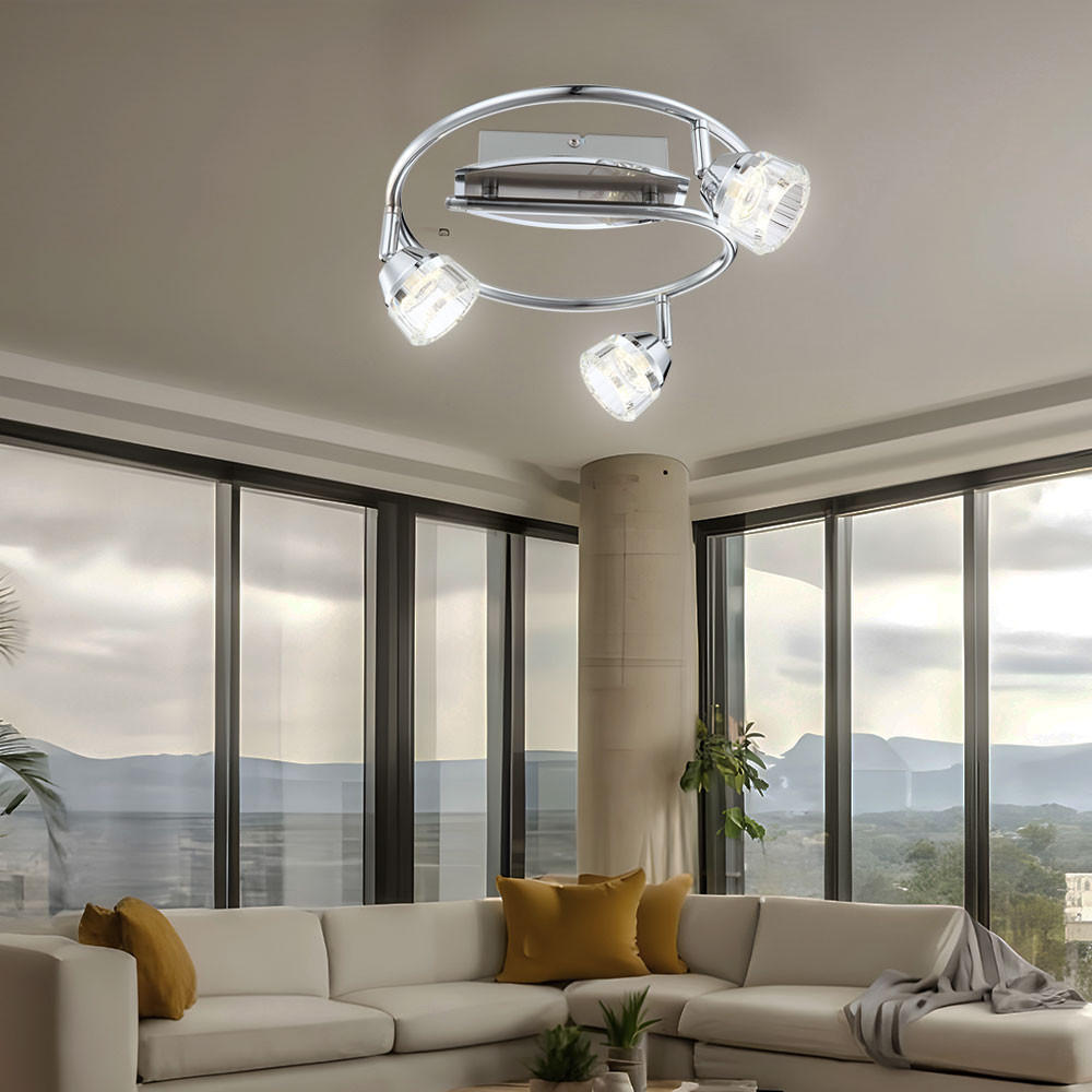 LED DECKENLEUCHTE LILIJA Chrom Silber - Silberfarben, Glas (30/30/16cm) - Globo Lighting