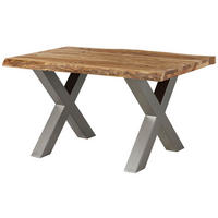 BAUMTISCH Sheesham 140x90x77 natur sandgestrahlt / X-Beine silber matt FREEFORM 5 - Silberfarben/Naturfarben, Holz (140/90/77cm) - Massivmoebel24