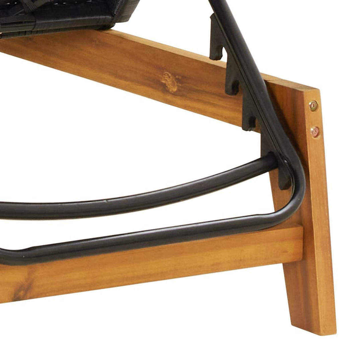 SONNENLIEGE Mit Kissen Poly Rattan & Massivholz Akazie - Schwarz, Holz (54/87/200cm) - vidaXL