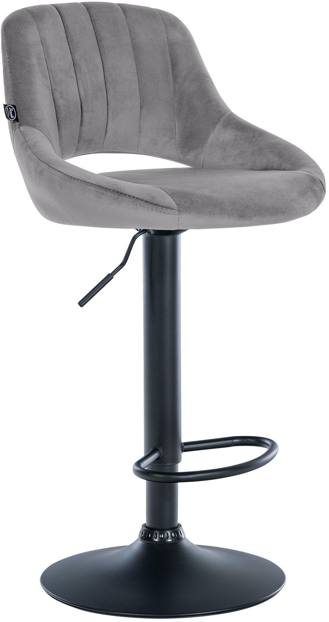 BARHOCKER Samt Dunkelgrau - Dunkelgrau/Schwarz, Textil/Metall (47/85/48cm) - CLP