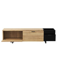 TV-ELEMENT 180/38/49 cm Schwarz mit offenen Fächern, 2 Schubladen und Stauraum - Schwarz, Holz (180/49/38cm) - Oxeza