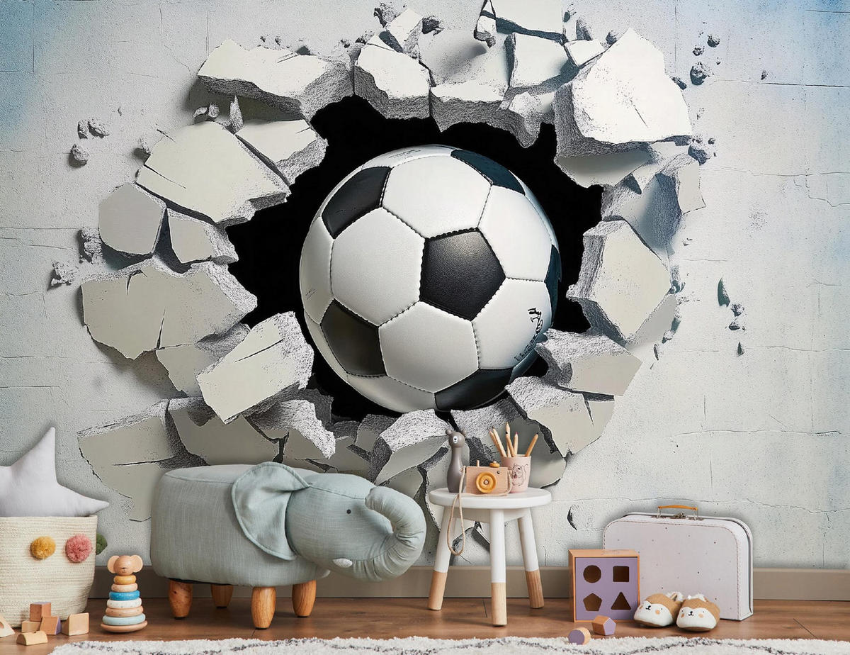 TAPETE Kinderzimmer Junge Fußball Vlies Fototapete 250x175 - Multicolor, Papier (250/175cm) - Wallarena