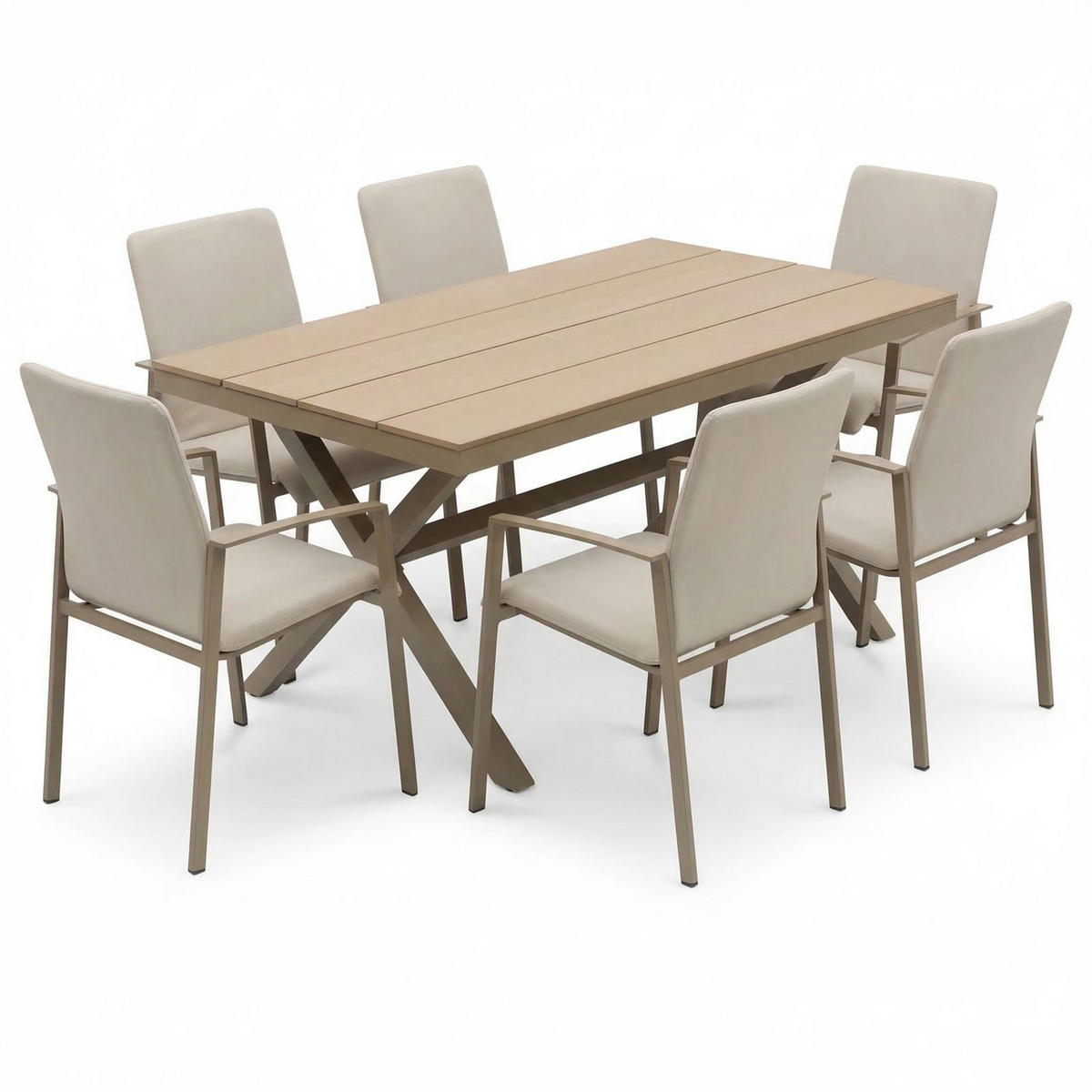 GARTENMÖBEL SET ISOLA VERANO 7er Set braun, champagne - Braun, Metall - IDIMEX