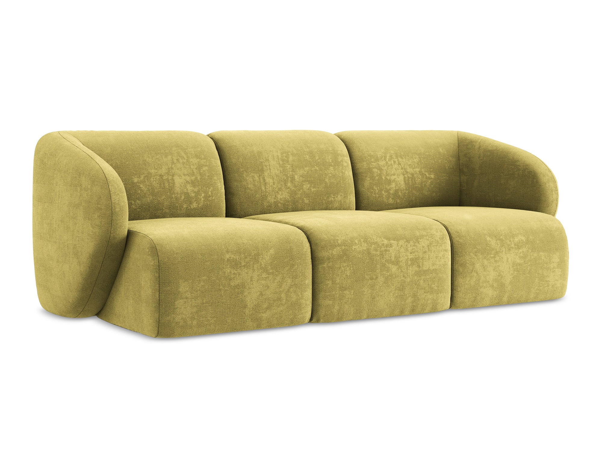 3-SITZER SOFA Chenille Stoff Grün - Limette/Schwarz, Holzwerkstoff/Kunststoff (244/75/94cm) - Makamii