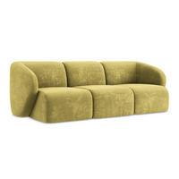 3-SITZER SOFA Chenille Stoff Grün - Limette/Schwarz, Holzwerkstoff/Kunststoff (244/75/94cm) - Makamii