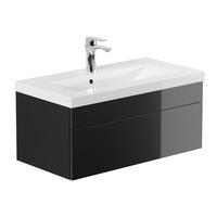 BADMÖBEL WANGEROOGE BIG S - Farbe: Schwarz, Größe: S - Schwarz, Holz/Keramik (33/41/80cm) - Home Deluxe