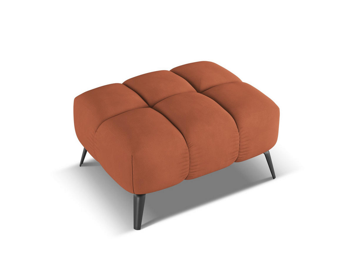 POUF Chenille Stoff Orange - Terra cotta/Schwarz, Kunststoff/Textil (78/41/60cm) - Makamii