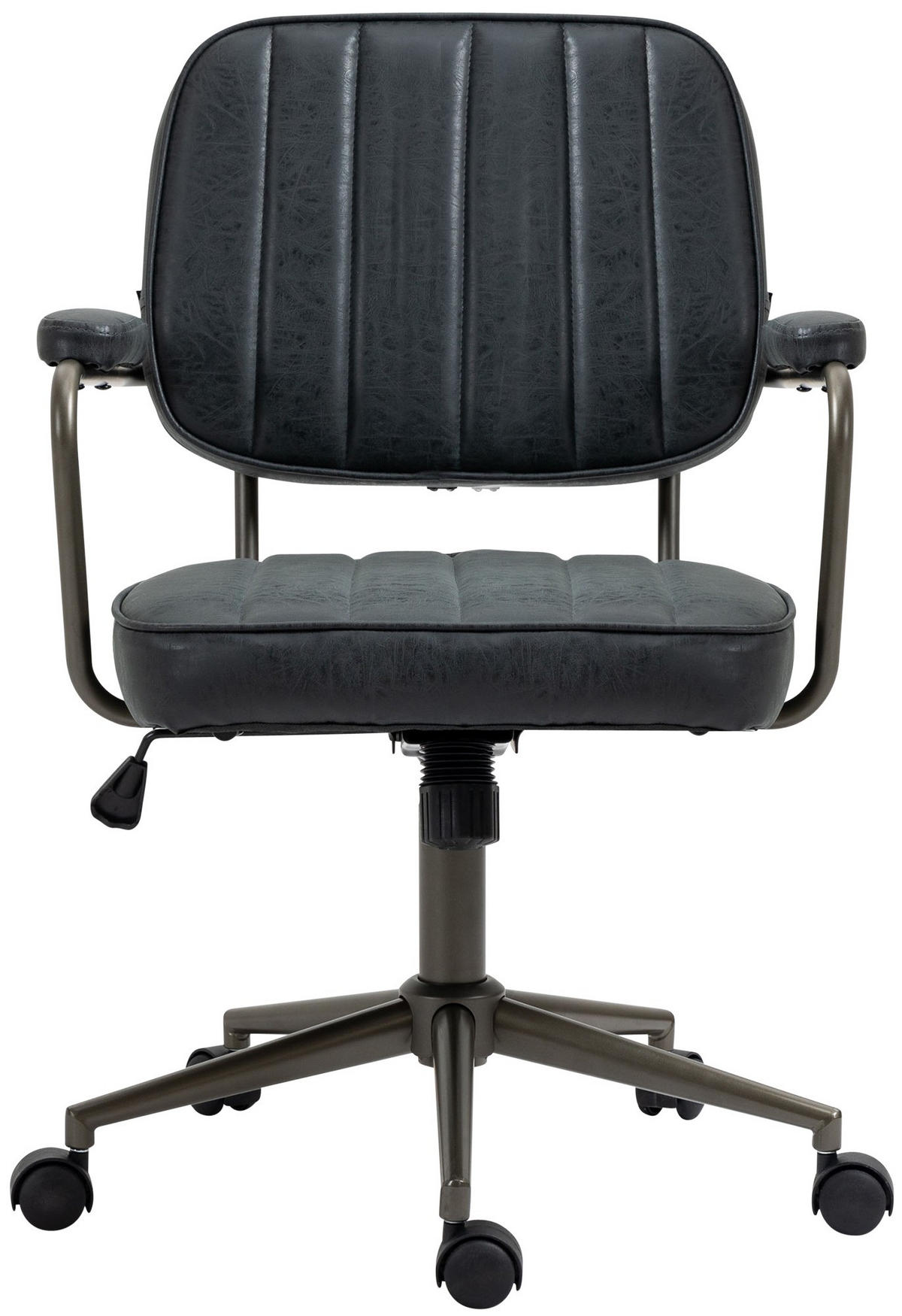DREHSTUHL Lederlook antik schwarz - Schwarz, Textil/Metall (61/88/63cm) - CLP