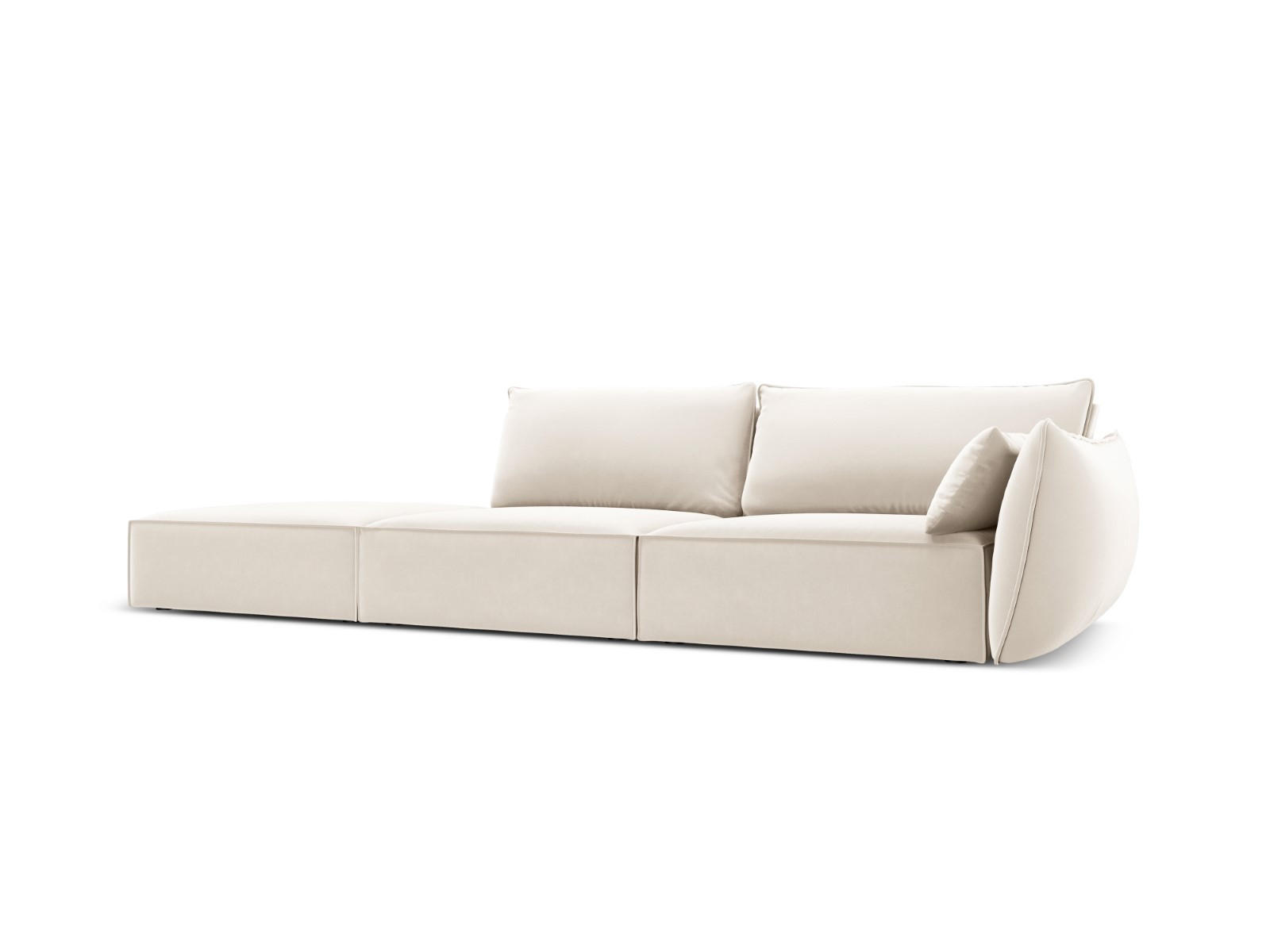 LINKES-SOFA Kaelle aus Samt leichtes beige 4 Sitzplätze - Creme, Textil (110/85/264cm) - Micadoni