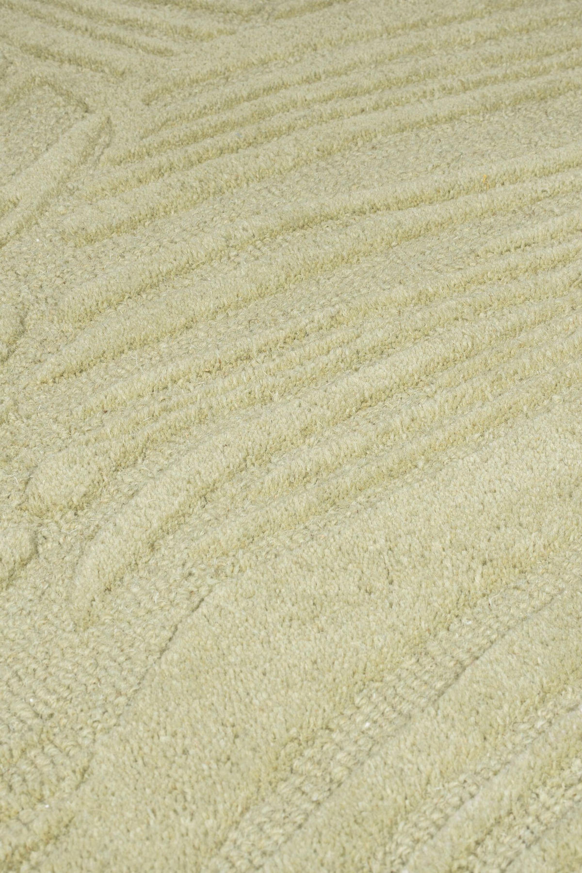 WOLLTEPPICH Blatt-Design, handgetuftet LEVEN LEE, Grün-Beige 160x230 cm - Grün, Textil (160/230cm) - KADIMA DESIGN