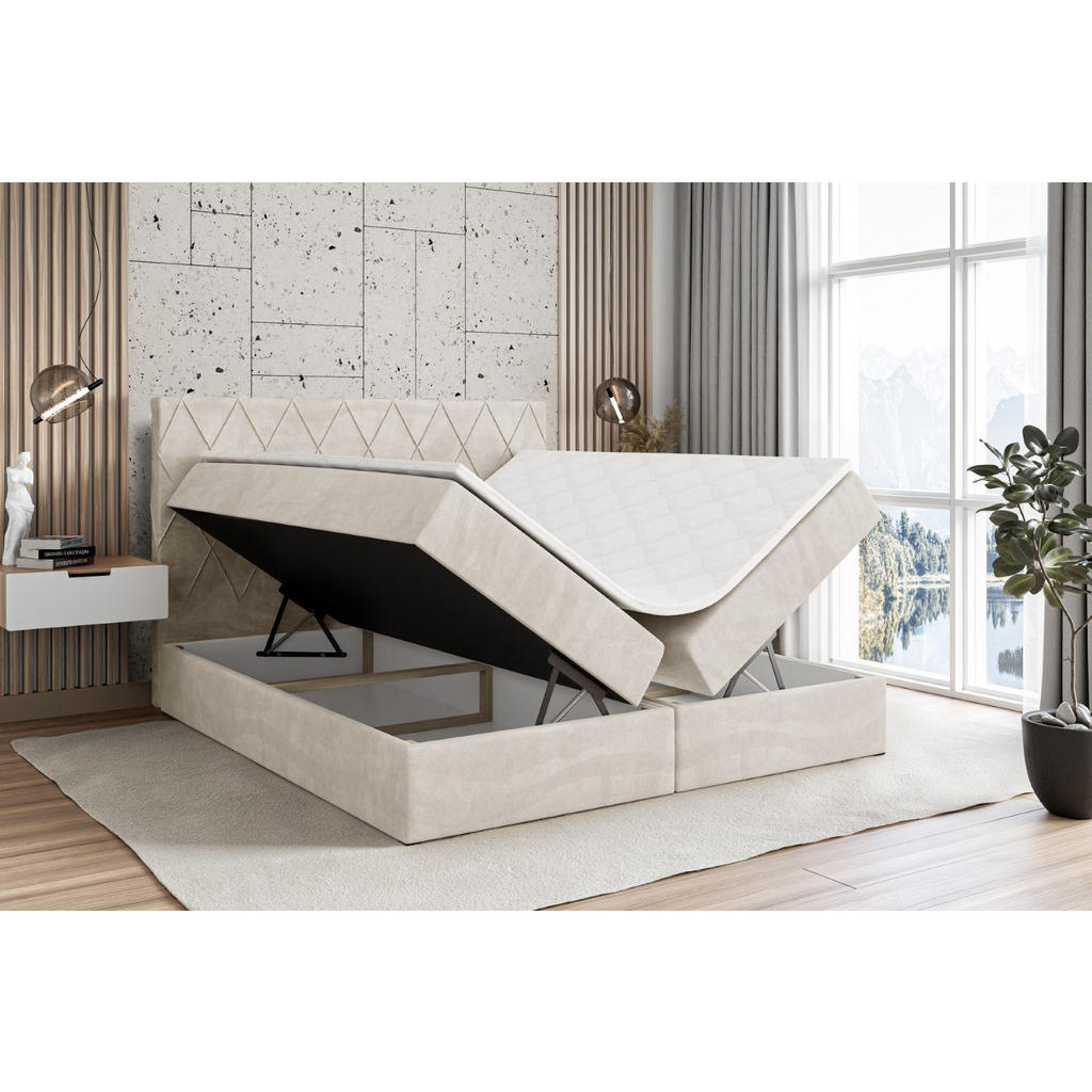 Thumbnail - Altdecor Boxbett, Ecru, Holzwerkstoff, Höhe ca. 20 cm, 120x200 cm, Schlafzimmer, Betten, Boxspringbetten