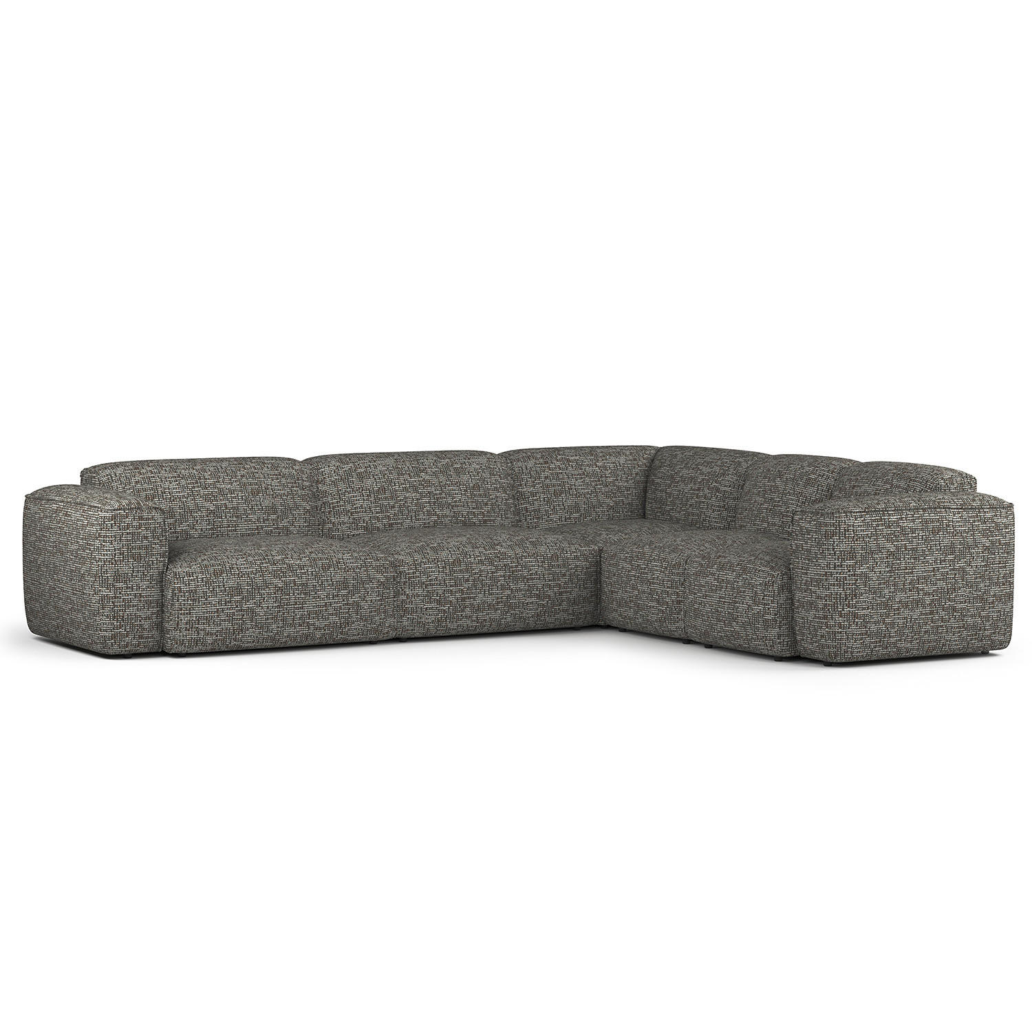 ECKSOFA mit Rundecke - Schwarz/Grau, Kunststoff/Textil (325/260cm) - home24