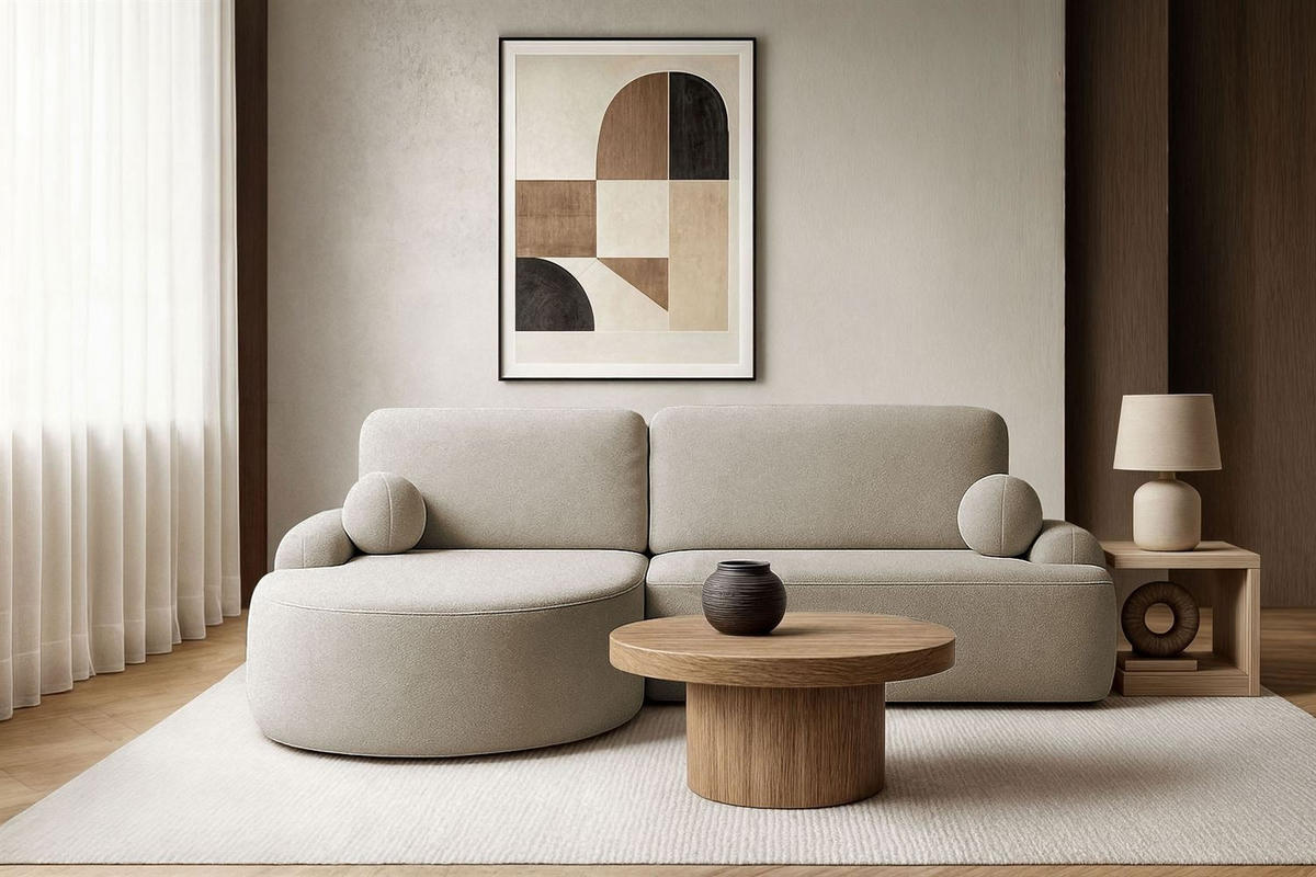 ECKSOFA CLEO mit Schlaffunktion Version Linke QUELLE 16 - Beige, Kunststoff (264/172cm) - Lookway