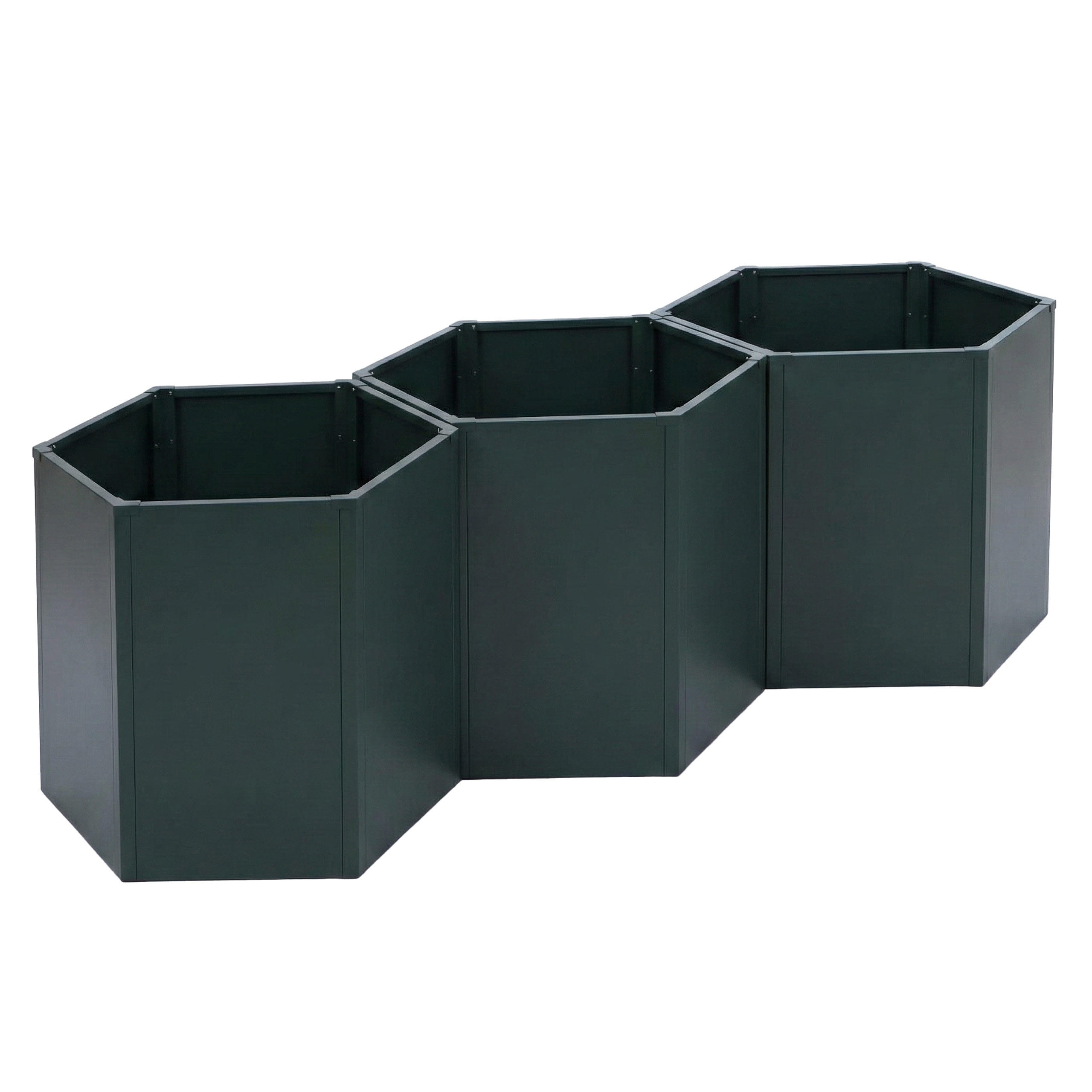 SADA 3 VYSOKÝCH ZÁHONŮ Zelená sada 3 kusů - zelená barva, kov (164/77/100cm) - MCW