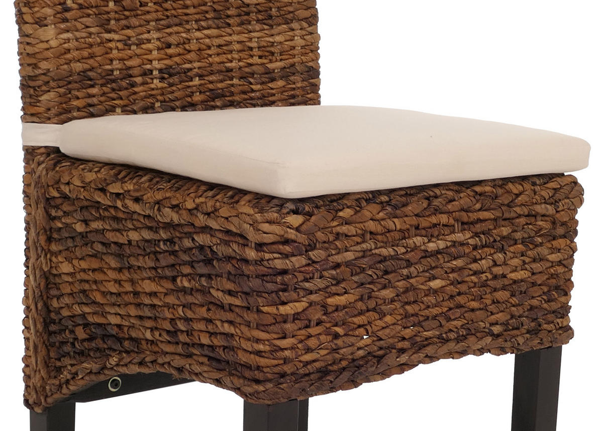 ESSZIMMERSTUHL 2er-Set Korbstuhl Stuhl Bananengeflecht 93x47x43cm Sitzhöhe 47cm dunkel mit Kissen - Dunkelbraun, Kunststoff (47/93/43cm) - CHEFGASTRO