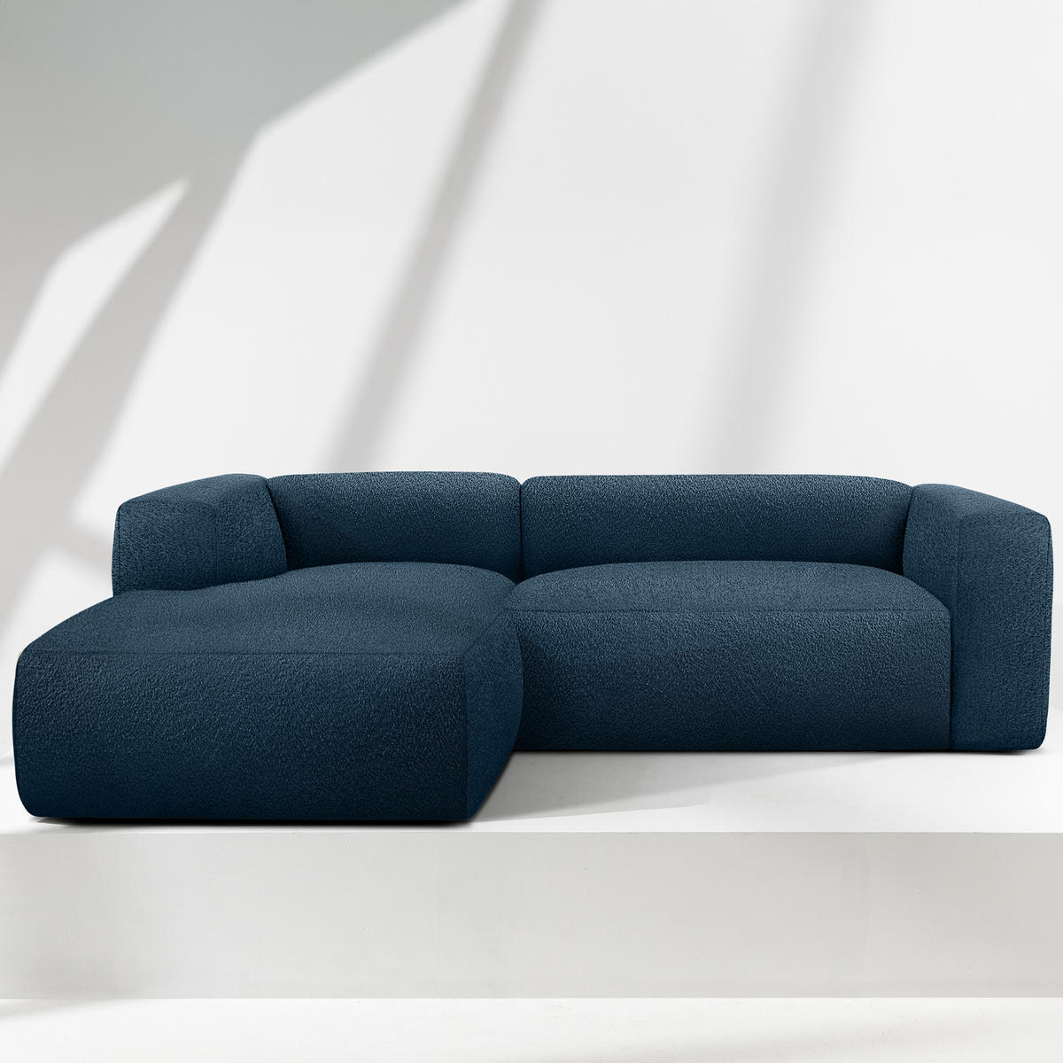 ECKSOFA LINKS BUFFO, Marineblau - Dunkelblau, Holz/Holzwerkstoff (225/176cm) - KONSIMO®