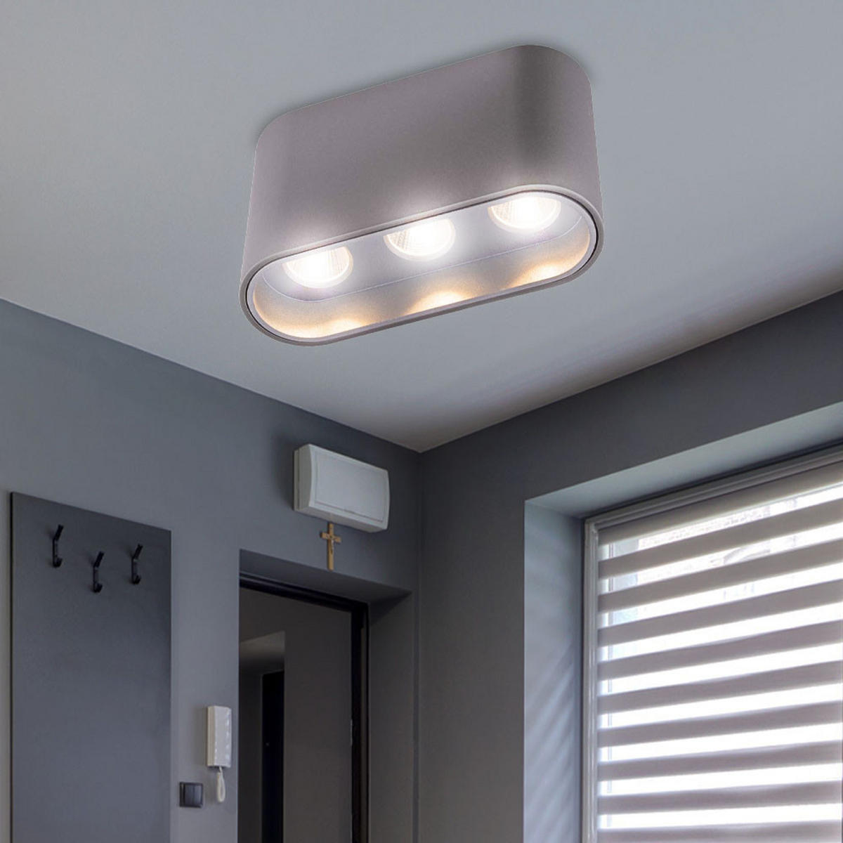 LED DECKENLEUCHTE Aluminium Grau 2er Set - Grau, Metall (10.5/3.8/6.4cm) - Globo Lighting