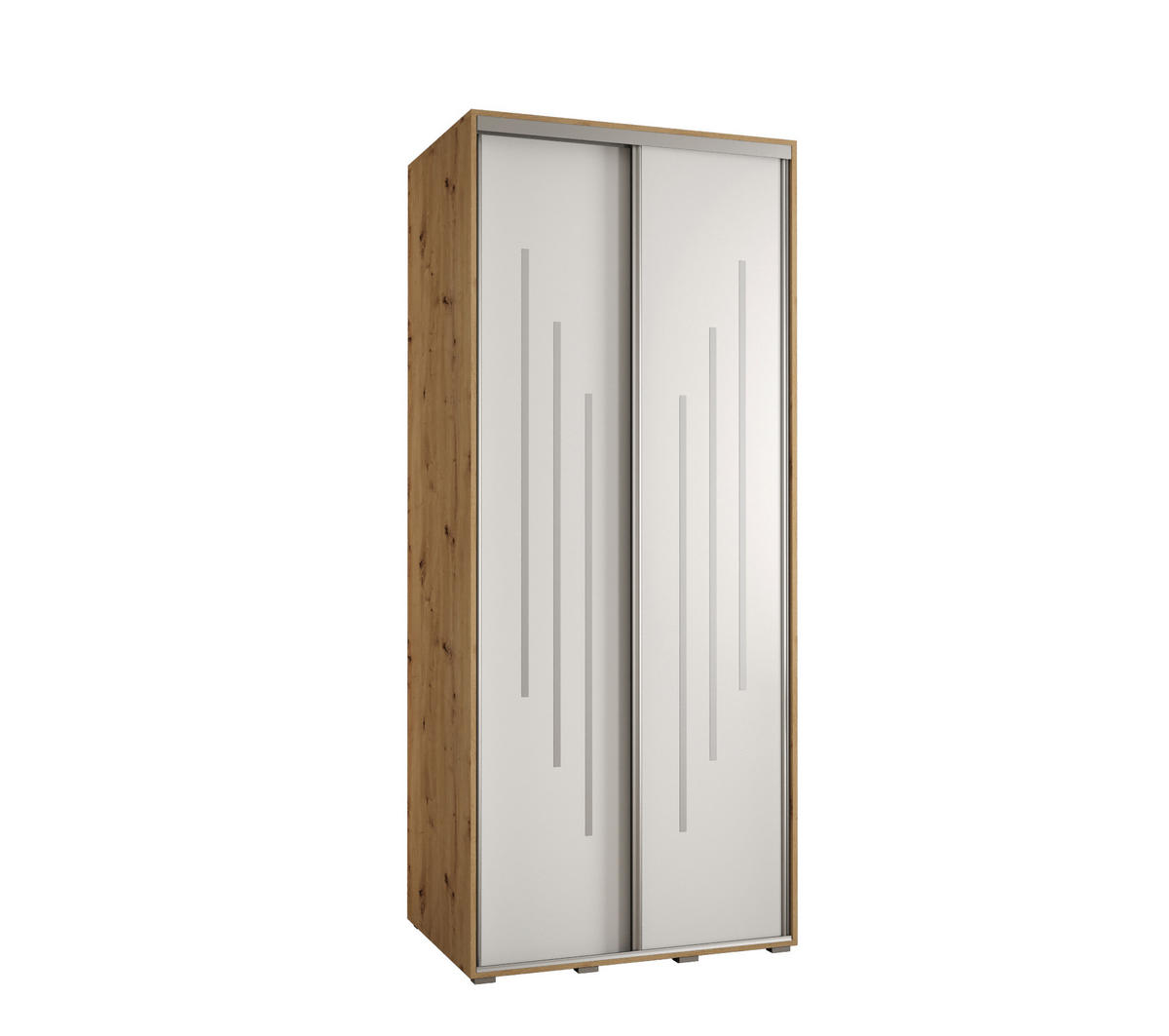 SCHWEBETÜRENSCHRANK 235,2/100/45 2-türig - Silberfarben/Weiß, Holz/Metall (100/235/45cm) - Abiks Möbel